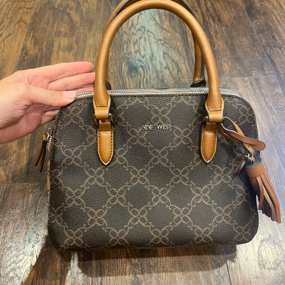 Nine West Dark Brown and Tan Patterned Purse